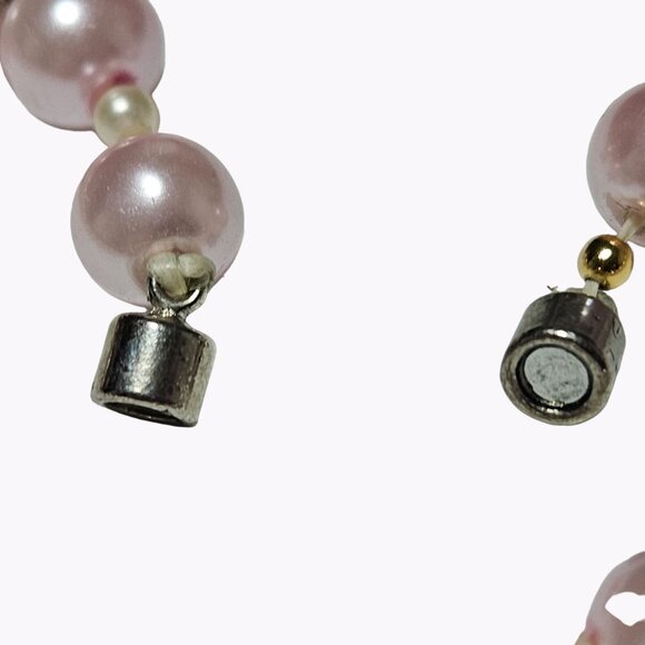 Elegant Vintage Faux Pink Pearl Choker Necklace Fashion Jewelry Magnetic Clasp - Picture 4 of 5
